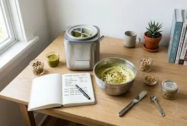 Scoops of homemade gelato in a glass dish